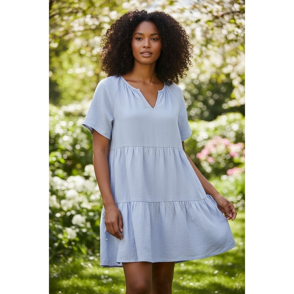 Madewell Linen Blend Lorelei Mini Dress Tiered morning mist Size 1X